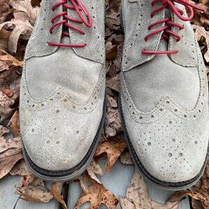 Cole Haan Gray Suede Oxfords with Red Laces